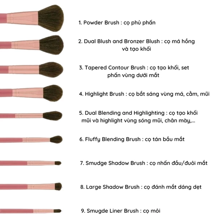 Bộ Cọ Trang Điểm 9 Cây BH Cosmetics Its My Rayeraye BHBO37